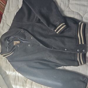 Vintage Grey Lined Varsity Stadium Jacket